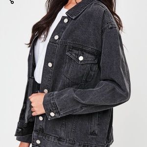 Missguided- washed black oversized denim jacket